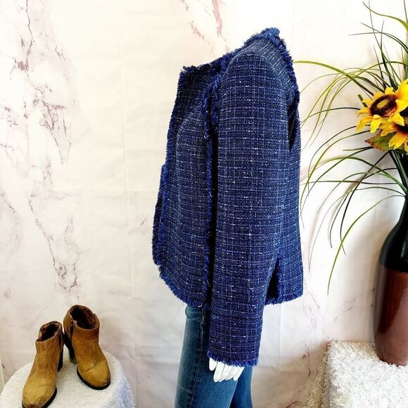 Jones Studios tweed navy blue fully lined blazer - Picture 4 of 7